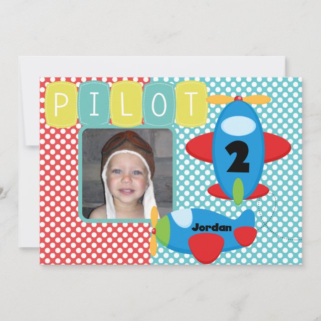 Custom Photo Airplane Pilot Birthday Invitation (Front)