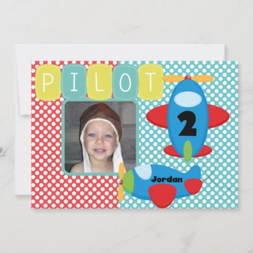 Custom Photo Airplane Pilot Birthday Invitation