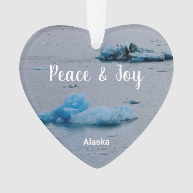 Custom Photo Alaska Icebergs Keepsake Souvenir Ornament (Front)