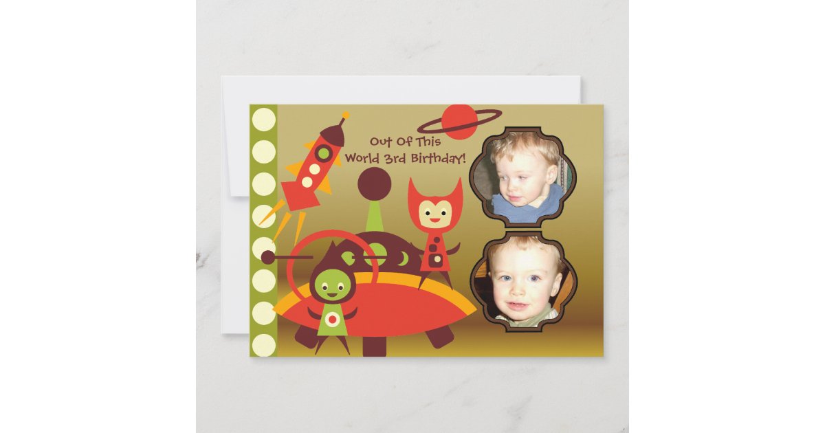 Custom Photo Alien Invasion Birthday Invitation | Zazzle