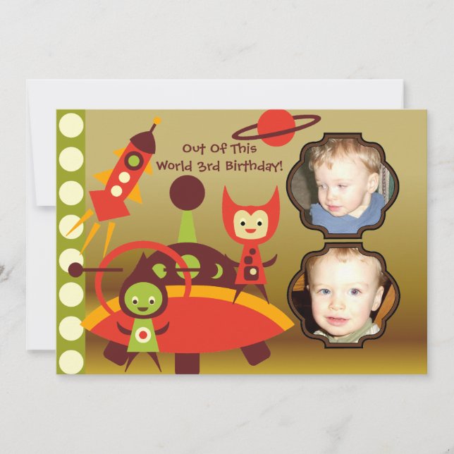 Custom Photo Alien Invasion Birthday Invitation (Front)