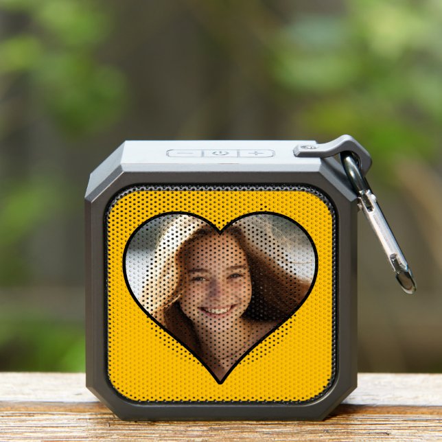 Custom Photo Amber Yellow Heart Personalized Bluetooth Speaker (Insitu(Outdoor))
