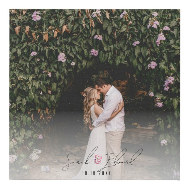 Custom Photo Ampersand Wedding Welcome Faux Canvas Print (Front)