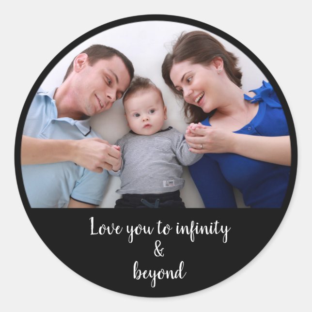 Custom photo and add your text template classic round sticker (Front)