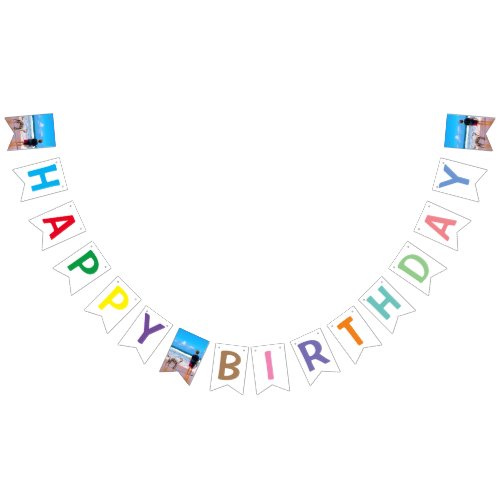Custom Photo and Colors Your Design Happy Birthday Bunting Flags