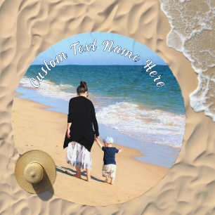 Custom Photo and Custom Text Personalized Beach Towel