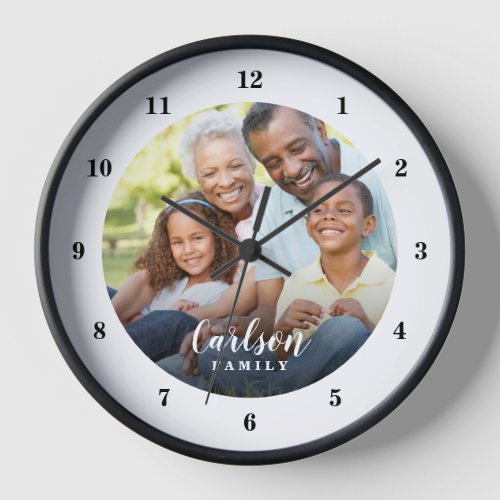 Custom Photo and Family Name Personalized Clock