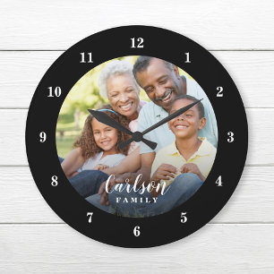Custom Photo and Family Name Personalized Large Clock