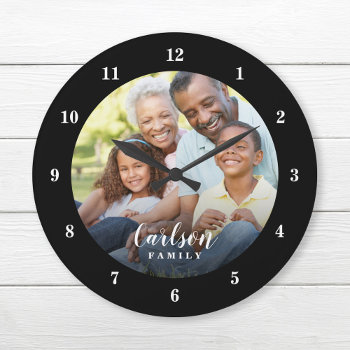 Custom Photo And Family Name Personalized Large Clock by UniquePhotoGifts at Zazzle