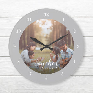 Custom Photo and Family Name Personalized Large Clock