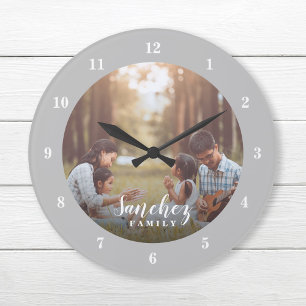 Custom Photo and Family Name Personalized Large Clock
