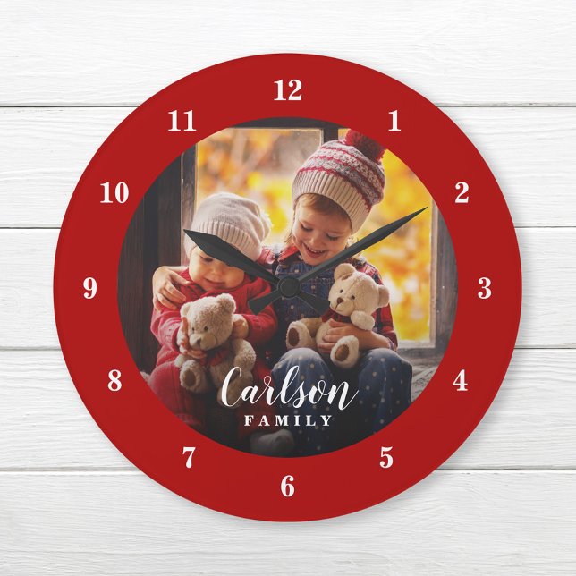 Custom Photo and Family Name Personalized Large Clock (Creator Uploaded)