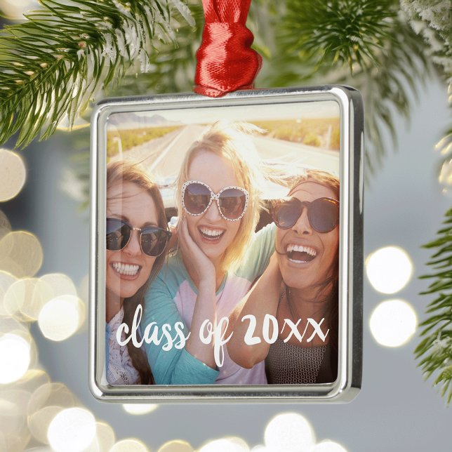 Custom Photo and Graduation Year Metal Ornament (Creator Uploaded)