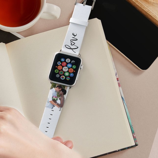 Custom Photo and Hand Lettered Love Script Apple Watch Band (Creator Uploaded)