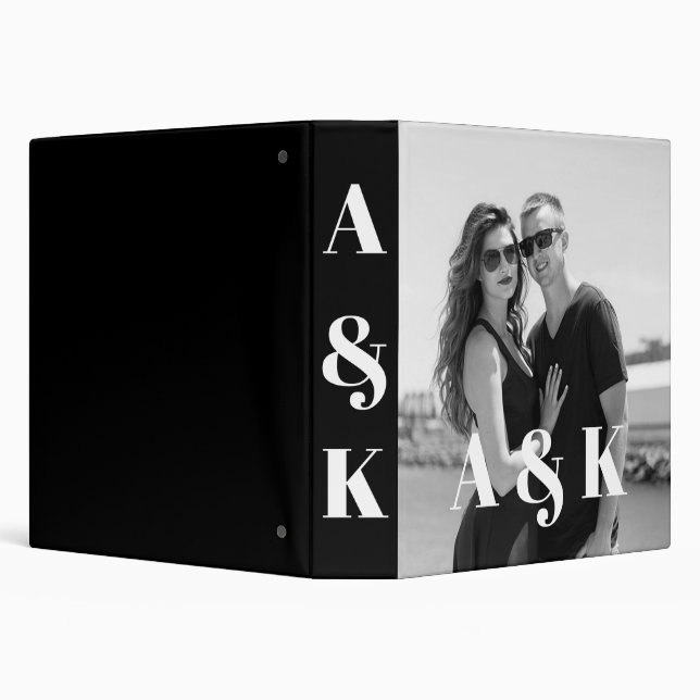 Custom Photo and Large Monogram Initials 3 Ring Binder (Background)