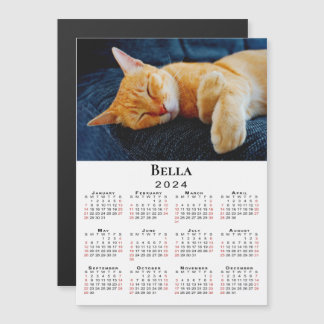 Custom Photo and Name 2024 Calendar Magnet