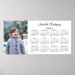 Custom Photo and Name 2024 Calendar Poster<br><div class="desc">Keep someone you love close by with a personalized 2024 calendar poster. Replace the sample photo and name in the sidebar. The custom text is in an elegant black script font. To the right of the photo is an easy to read black calendar on a white background. If you want...</div>