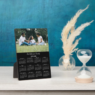 Custom Photo and Name 2026 Calendar Black Desktop Plaque