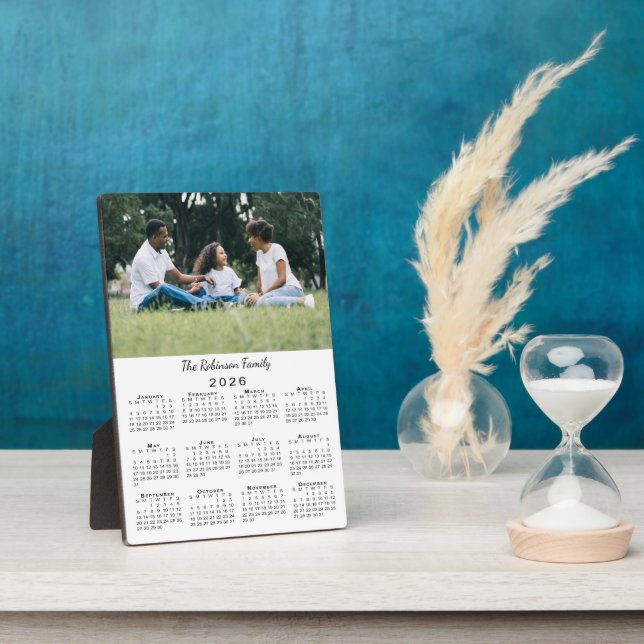 Custom Photo and Name 2026 Calendar Desktop Plaque (Side)