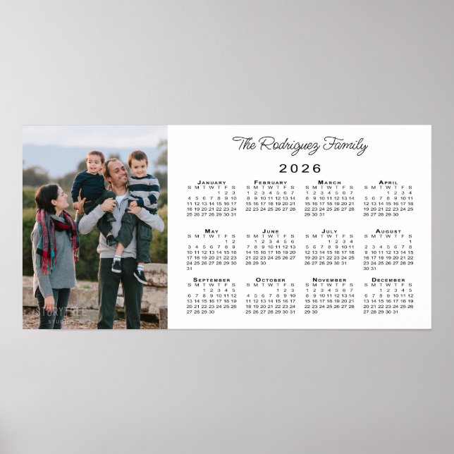 Custom Photo and Name 2026 Calendar Poster (Front)