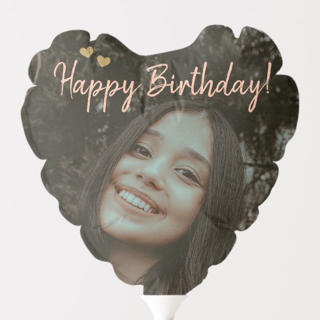 Custom Photo and Name Birthday Heart Balloon (Front)