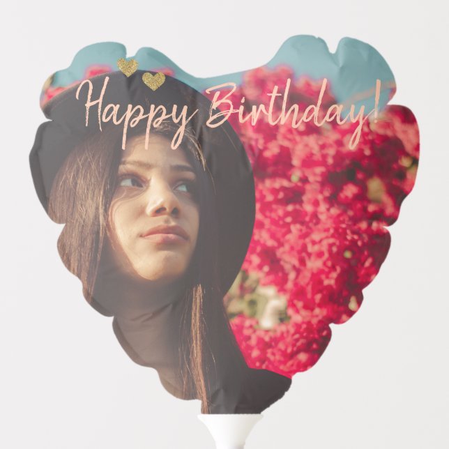 Custom Photo and Name Birthday Heart Balloon (Front)