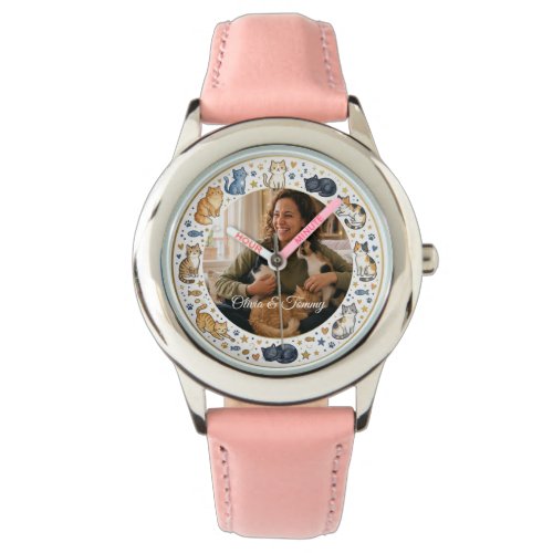 Custom Photo and Name Cat Mom Watch