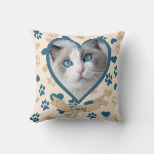 Custom Photo and Name Cat Pillow   Cat Mom Gift 