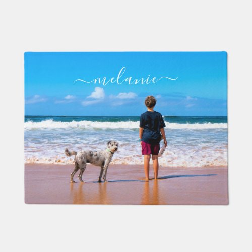 Custom Photo and Name Doormat Your Pets Design