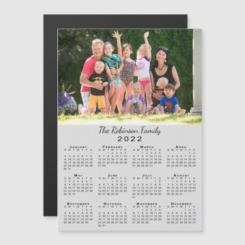 Custom Photo and Name Gray 2021 Calendar Magnet