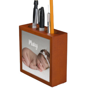 Custom photo and name penholder personalized desk organizer