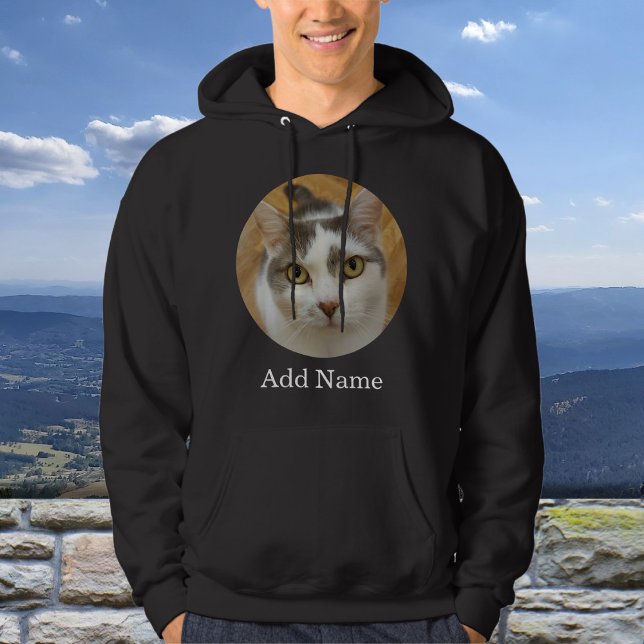 Custom Photo and Name Personalized Black Hoodie (Creator Uploaded)