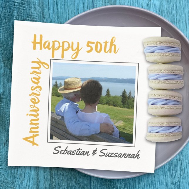 Custom Photo and Name Special Wedding Anniversary Napkins (Creator Uploaded)