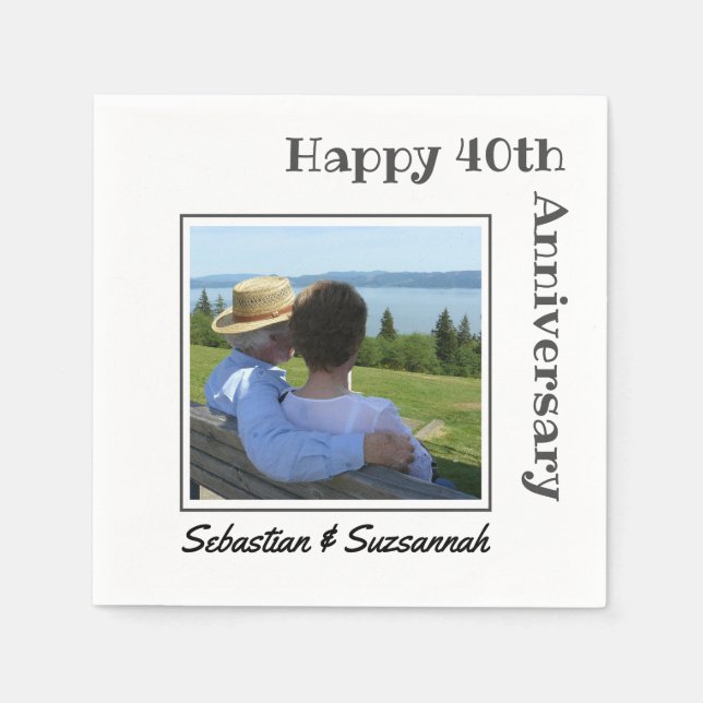 Custom Photo and Name Special Wedding Anniversary  Napkins (Front)