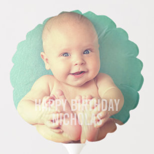Custom Photo and Name Typography   Birthday Balloon