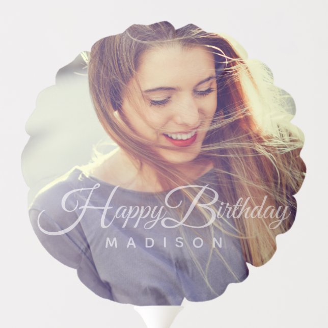 Custom Photo and Name Typography | Birthday Balloon (Back)