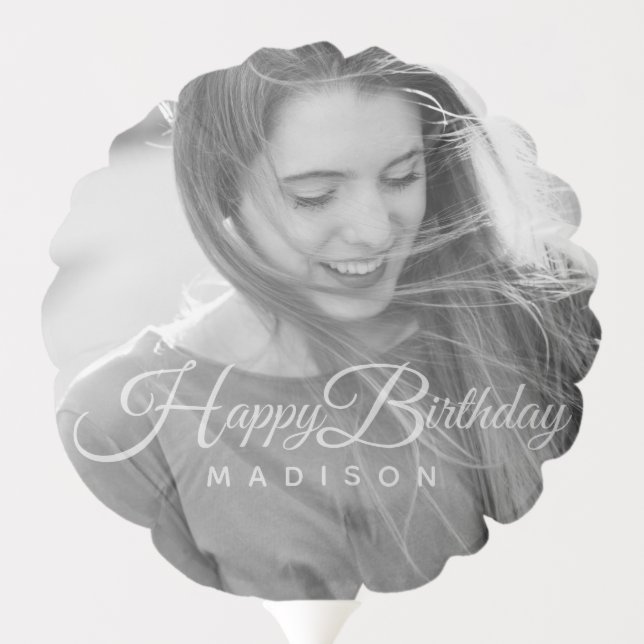 Custom Photo and Name Typography | Birthday Balloon (Back)