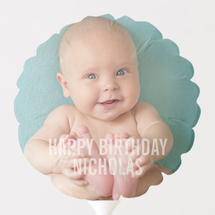 Custom Photo and Name Typography Birthday Balloon Zazzle