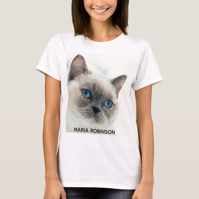 Custom Photo and Name Womens Funny Personalized T-Shirt (Front)