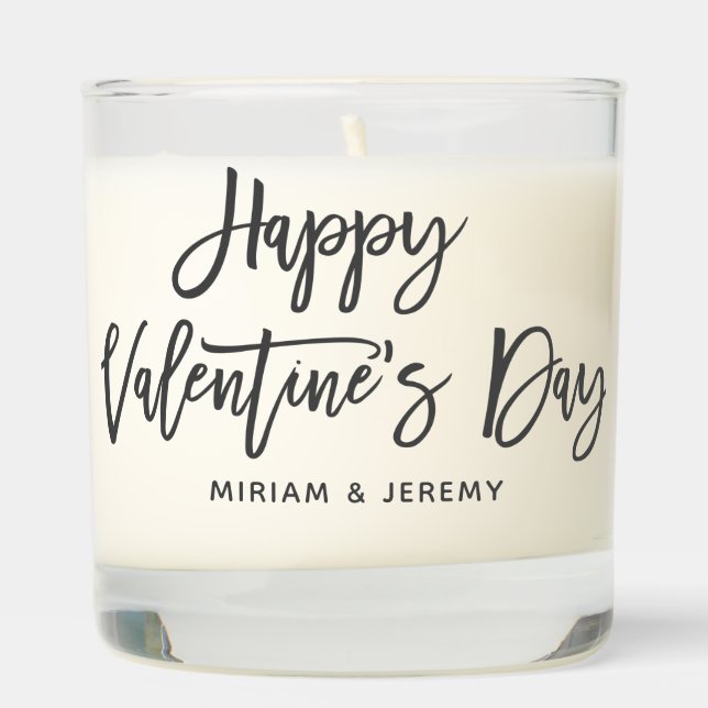 Custom Photo and Names Modern Happy Valentine's  Scented Candle (Right)