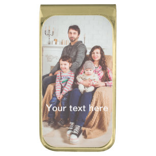 Custom Photo and/or Text Gold Finish Money Clip