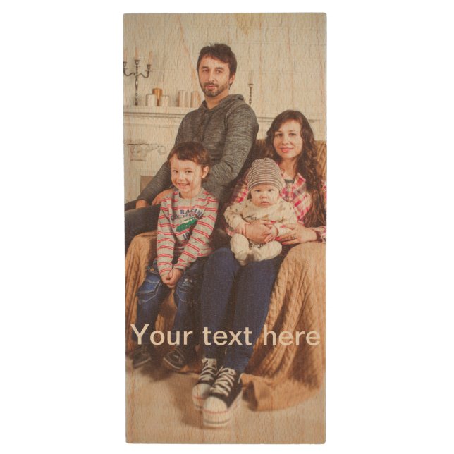 Custom Photo and/or Text Wood Flash Drive (Front Vertical)
