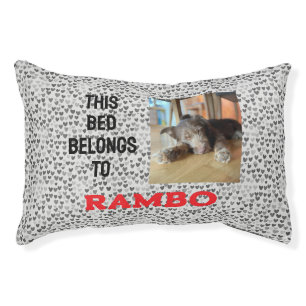 Custom Photo And Pet's Name, Hearts, Dog Bed