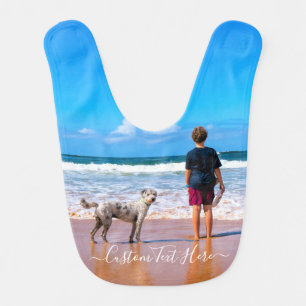 Custom Photo and Text Baby Bib Your Design - Pets