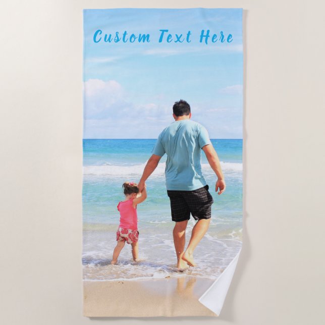 Custom Photo and Text Beach Towel Personalized (Front)