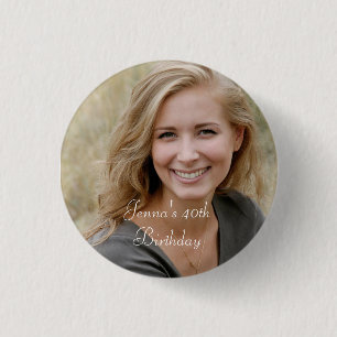 Custom Photo and Text Birthday  Button