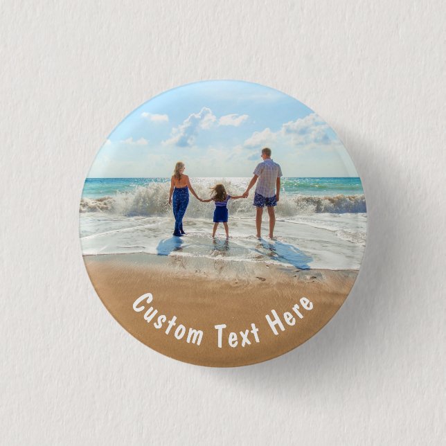 Custom Photo and Text Button Gift with Your Photos (Front)