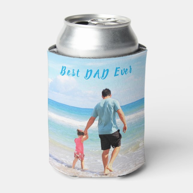 Custom Photo and Text Can Cooler - Best DAD Ever (Can Front)