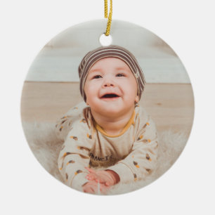 Custom photo and text ceramic ornament