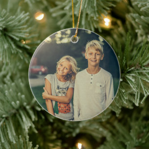 Custom photo and text ceramic ornament